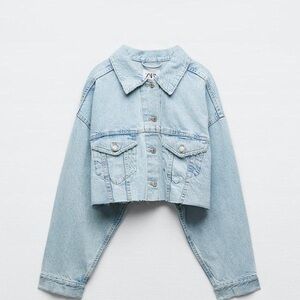 NWT Zara Blue Cropped Denim Jacket